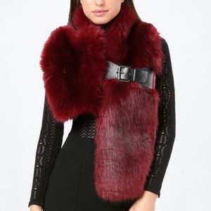Dark Red Faux Fur Scarf